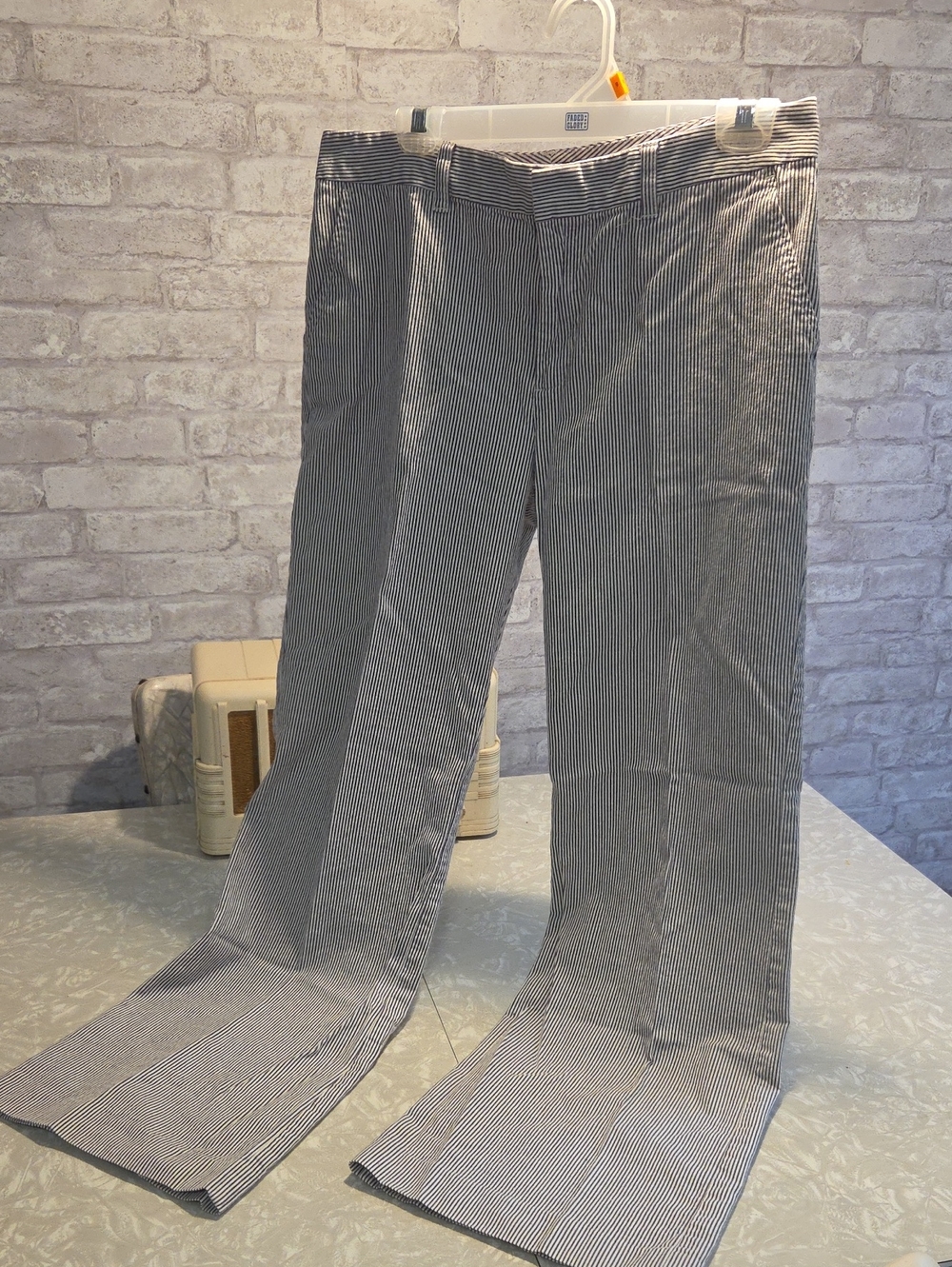 Nautica Seersucket Striped Wide-Leg Chinos - Blue & White